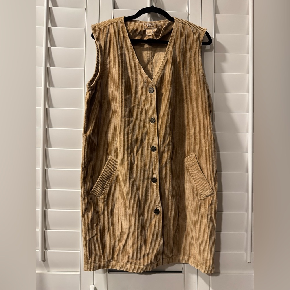 Vintage AMI Brown Corduroy Button-Down Vest Dress